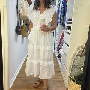 I.Crew ruffle sleeves cotton voile midi dress.